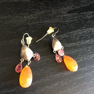 VINTAGE SILVER 925 GEMSTONE CHANDELIER EARRINGS